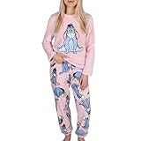 DISNEY I-Aah Damen Fleece Pyjama, warm, langarm, hellrosa L