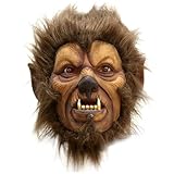 Grtheenumb Werwolf Maske, Latex Full Head Horrormaske Pelzige Werwolfmaske mit Haaren beängstigende Tiermasken für Karnevalskostümparty