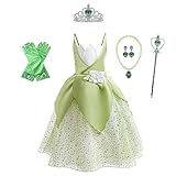 Lito Angels Prinzessin Tiana Kostüm Kleid Verkleidung mit Zubehör für Mädchen Kinder, Größe 12-14 Jahre 158 164, Grün (Tag-Nummer 150)