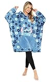Disney Oversize Pullover Damen, Lilo und Stitch Kuschel Kapuzenpullover Damen und Teenager - Geschenke für Frauen (Blau Tropisch)