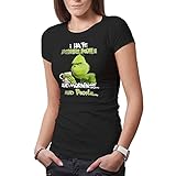 Makdi Damen Schwarz T-Shirt Grinch und Coffee Lover Size XL