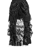 Damen Steampunk Gothic Schwarz Spitze Rock Lang Röcke