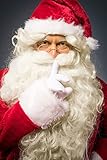 Weihnachtsmann Bart Perücke+Bart+Augenbrauen+Haarnetz Weiß Nikolaus Luxus Kostüm Perücken für Herren Damen Kinder Santa Claus Nikolaus Luxus Ruprecht Gott Karneval Cosplay Weihnachten Kostüm Wig 060