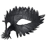 HSSPYY Elegante Vogelmaske Halbgesichtsmaske für Karneval – Federdesign, Eulenmaske in Schwarz oder Herbstlaubgelb – Perfekt für Maskenbälle, Fasching, Kostümpartys und Shows