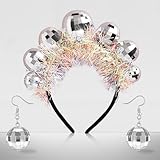 LUYANFX Discokugel Haarband Happy New Year Stirnband Silvester Deko Stirnband Mädchen Frauen,Disco Party Kostüm Zubehör für 70er 80er Jahre, New Year, Karneval,Weihnachten (B)