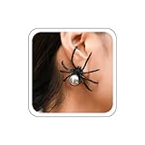 Wendalern Halloween Spinne Ohrringe Schwarz Perle Spinne Ohrstecker Ohrringe Punk Insekt Spinne Aussage Ohrringe Große Spinne Perle Tropfen Ohrringe Cosplay Zubehör Schmuck Für Frauen Und Mädchen