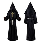 Leajap Mönch Kostüm, Mann Karneval Cosplay Kostüm, Ideale Geschenke für Maskerade Partys (XL)