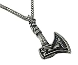 AB Viking Crafts Vikings Edelstahl Anhänger Wikinger Axt Motiv Wolf mit Edelstahl Halskette im Schmuckbeutel