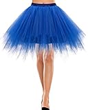 Rock lang Tüll Rockabilly weißes Kleid Kleidung Vintage Damen Retro 50s Petticoat Underskirt Kinder Retro Tutu Ballet Tüllrock Crinoline Cosplay Rock Rockabilly Royal Blue M