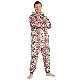 Marvel Onesie Herren mit Kupuze, Fleece Schlafoveralls für Herren Teenager, Jumpsuit Herren Lang - Größen S bis XXL (Mehrfarbig, M)