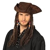 Boland 81914 - Piraten Hut Dirty Joe mit Haaren, Mütze Pirat für Karneval und Mottoparty, Kostüm Zubehör, Kopfbedeckung für Faschingskostüme, Schwarz