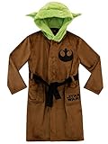 Star Wars Bademäntel | Yoda Kinderbademantel Für Jungs | Fleece Morgenmantel Braun 134