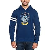 Elbenwald Harry Potter Hoodie Ravenclaw Wappen Frontprint und Ärmelprint mit Kapuze und Tasche für Herren Damen Unisex Baumwolle blau - L