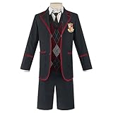 JOHLCR Anime Cosplay Kostüm The Umbrella Academy Outfits Kostüm für Erwachsene Halloween Karneval 6-Teiliges set Geeignet für Party, Bühnenspiel, Alltagsverkleiden (L, Schwarz)