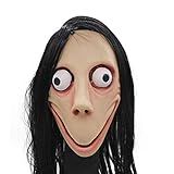 thematys Momo Maske Halloween – Gruselige Vollkopfmaske aus Latex für Kostüm-Partys, Horror-Events und Sammler