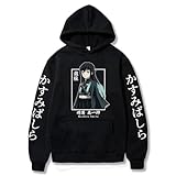 OUHZNUX Lustiger Hoodie Demon Slayer Damen Hoodies Übergroßes Sweatshirt Harajuku Anime Muichiro Tokito Bedruckter Kapuzenpullover Mädchen Pullover XS-3XL-Black||XS