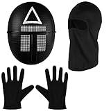 Balinco The Game Maske + Sturmhaube + schwarze Handschuhe + 1x Spielkarte für Halloween, Fasching & Karneval als Kostüm für Herren & Damen (Dreieck)
