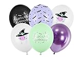 PartyDeco Luftballons Hocus Pocus Hexen 30cm 6er Set - Ballons für Helium oder Luft - Latexballons für Hexenparty Halloween Kindergeburtstag - Ballonset als Halloweendeko - Farbmix