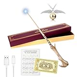 WDKXCN Voldemort Zauberstab Glühen, Zauberstab Voldemort mit Licht, USB Aufladung Zauberstab Voldemort, Voldemort Harry Zauberstab in Geschenkbox mit Zauberspruch-Karte, Stationsticket und Halskette