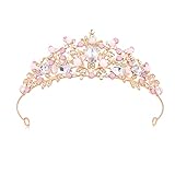 KINBOM Krone Rosa Mädchen, Kristall Tiara Süß Krone Prinzessin für Mädchen für Geburtstagsfeier Feiertagskostüm