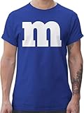 T-Shirt Herren - & Fasching - M Aufdruck Karneval I M&M Schokolinse I MM - L - Royalblau - junggesellen Shirt Faschings-t-Shirt fasend Gruppen männer Tshirts Partner Tshirt fasnachts Shirts fasnet