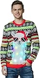 OFF THE RACK Mens Unisex Herren Lustig LED Weihnachtspullover Pullover Sweater, Mr Llama Lover, XXL