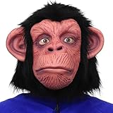 shayulajiao Affen Maske Realistische Latex-Vollkopfmaske, Lustige Tierkostüm für Halloween & Karneval - Schimpansen/Gorilla-Design, Atmungsaktive Party-Masken Erwachsene (Einheitsgröße)