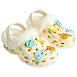 Pokemon Clogs Kinder Gartenschuhe mit Schuh Charms & Abnehmbarem Fleece-Futter - Geschenke für Kinder (Creme/Mehrfarbig, 29 EU)