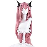 WHBHD Krul Tepes Cosplay Seraph des End Cosplay Frauen Lange 90cm Rosa Perücke Cosplay Perücken Hitzebeständige synthetische Perücken + Perücke Kappe