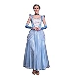 IWEMEK Damen Cinderella Kostüm Aschenputtel Prinzessin Kleid Erwachsene Halloween Karneval Fasching Kostüm Lange Tüll Ballkeid mit Zubehör Märchen Verkleidung Cosplay Festlich Party Outfits XL