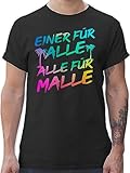 T-Shirt Herren - Urlaub - Malle für Alle - Einer für alle Alle für Malle - L - Schwarz - Mallorca Party Outfit Mottoparty Tshirt männer Shirt Funshirt Tshirts Funshirts Sauf tishrtt