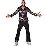 dressforfun 900381 - Herrenkostüm Disco King, Langarmhemd aus Buntem Glanzstoff und Schlaghosen (XXL | Nr. 302169)
