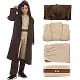 Jedi Kostüm Kinder, Jedi Robe Kinder mit Kapuze Skywalker Kostüm Hoodies Robe Karneval Halloween Cosplay Kostüm für Kinder Jungen Mädchen(L)