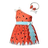 Lito Angels Flintstones Pebbles Kostüm Kleid Verkleidung mit Stirnband für Kleinkind Mädchen Größe 4 Jahre 104, Orange (Tag-Nummer 120)