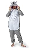 RANSUU Relaxo Kostüm Koala Onesie Jumpsuit Tier Relax Kostuem Duckbill Damen Herren Pyjama Fasching Halloween Schlafanzug Cosplay Erwachsene Karneval Einteiler Grey XL