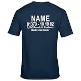 CrazyShirt Herren T-Shirt Dschungel Camp Wunschname Wunschnummer Dschungelcamp (M, Dunkelblau/Druck Hinten)