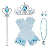 Vicloon Prinzessin Kostüme Set,7 Stück Princess Dress Up Zubehör, aus Diadem, Handschuhe, Zauberstab, Halskette,Ohrringe,elsa zubehör 3-9 Jahre