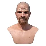 FEIYTD Halloween-Maske, alte Mann-Maske, gruselige Cosplay-Kostüm-Maske für Erwachsene, voller Kopf, realistische menschliche Gesichtsmaske, gruselige Halloween-Kostüm-Party-Maske (O)
