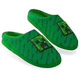 Minecraft Hausschuhe Junge, kuschelige Hausschuhe Kinder, Gamer Geschenke für Jungs (Grün, 28/29 EU)