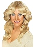 Smiffys 70er Jahre Perücke, Blond, Lang, wellig & durchgestuft