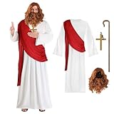 Formemory Jesus Kostüm,Bibel Kostüm Herren Faschingskostüme,Messias Kostüm,Bibel Kostüm Herren,Krippenspiel Kostüme für Karneval (Weiß, XXL)