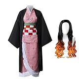 Gooyeh Kamado Nezuko Cosplay Kostüm Anime Cosplay Kamado Nezuko Kostüm Set für Frauen Anime Cosplay Outfits Anime Cosplay Halloween Weihnachten Karneval Party
