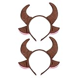 FOMIYES 2 Stück Tier-Stirnband, Stierhörner, Cosplay, Stierohren, Stirnband, Plüsch, Stierhorn, Haarband, Hase, Stofftiere, Haarbänder für Damen, Haare, Horn, Ohren, Kindertuch, gelbes Horn, die Kuh