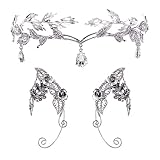 JeVenis Luxus Elfen Ohrringe für Damen Elfen Krone Ohren Elfen Ohrclips Damen Fee Kostüm Party Cosplay Kostüm Fotografie Kostümpartys