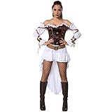 dressforfun 900487 - Damenkostüm Steampunk Palastwache, Satinkleid mit unterschiedlich lang geschnittenem Rock (XL | Nr. 302318)