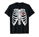 Heart Rib Cage X-Ray Adult Kids Funny Halloween Skeleton T-Shirt