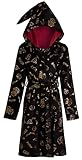 Harry Potter Damen-Bademantel für Teenager, Heiligtümer des Todes, mit Kapuze, Geschenk, Schwarz , 42