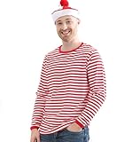 KarnevalsTeufel Herrenkostüm Ringel-Shirt rot/weiß Langarm Karneval kombinierbar mit vielen Kostümen (X-Large)