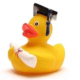 lustige Akademiker Badeente mit Diplom - Quietscheentchen mit Doktorhut - Geschenk bei Prüfungen Abschlussfeier Uni Universität Hochschule