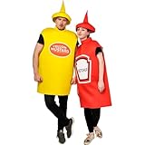 Abbdbd Unisex Erwachsene Cosplay Ketchup Und Senf Kostüm Halloween Liebhaber Kostüm Lustige Essen Tunika Für Paare Maskottchen Outfit